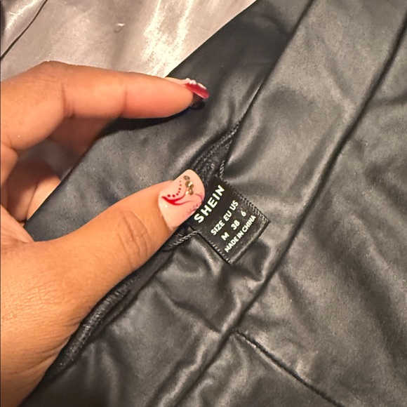 SHEIN Shiny Black Pants - Picture 2 of 2